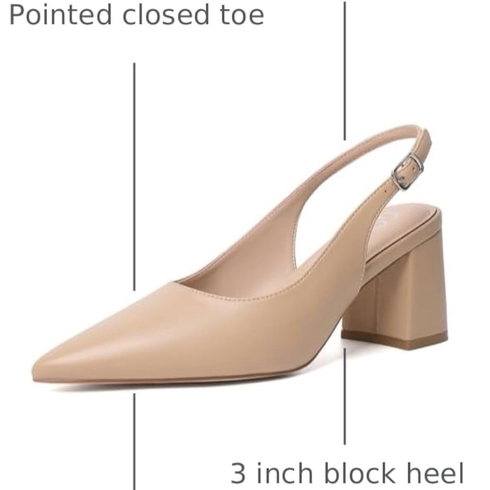 Chic Tan Slingback Block Heels - Picture 4 of 9